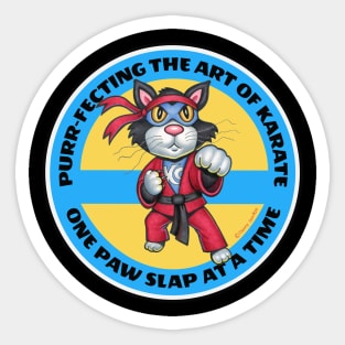 Cute Funny Karate Cat in Karate Suit Sticker